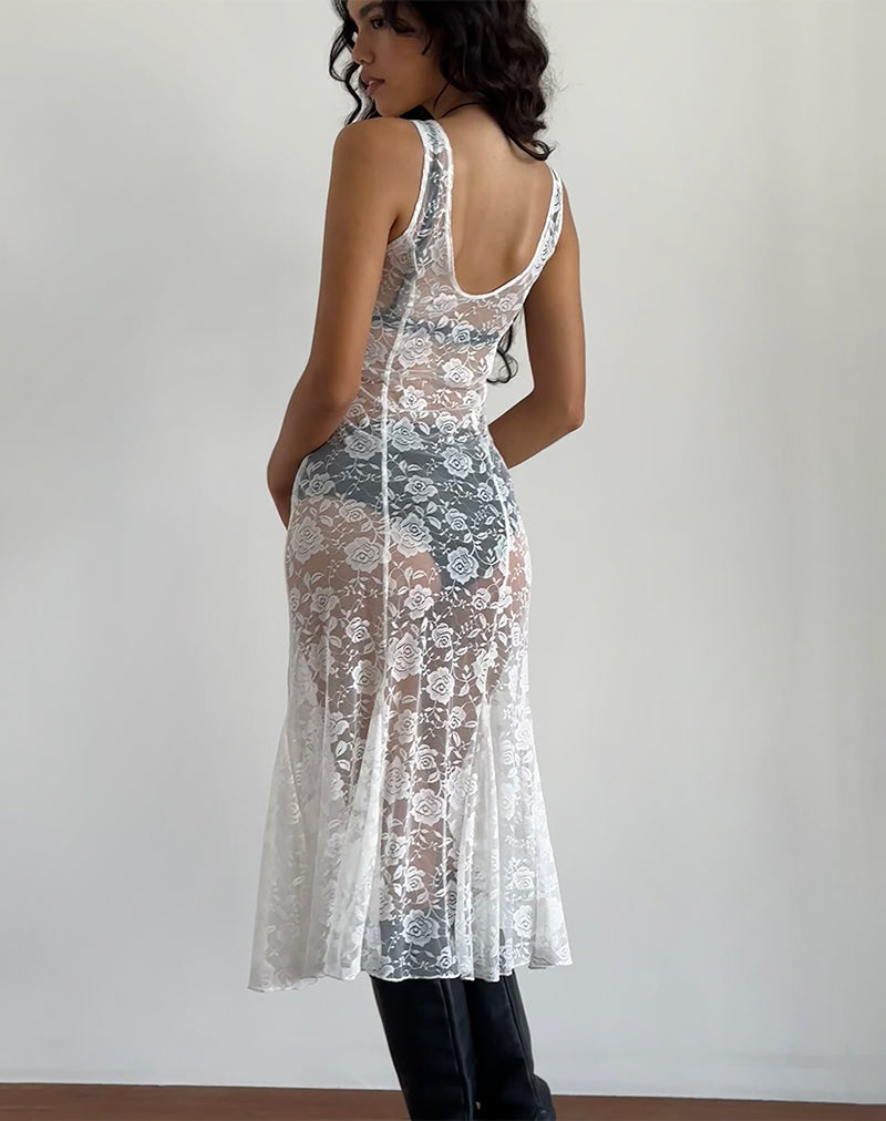 Imagen de Valea Vestido midi sin forro en encaje marfil rosa grande