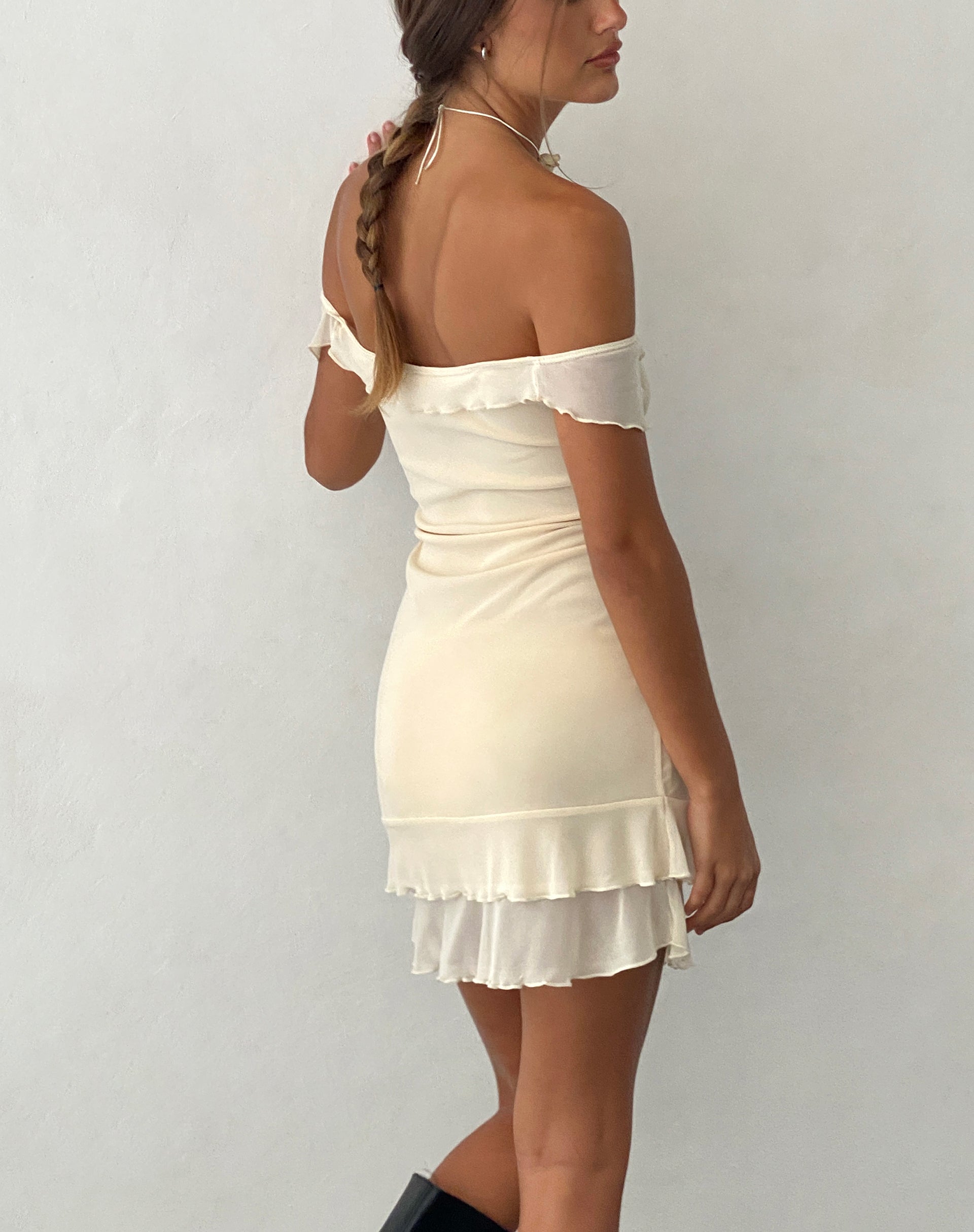 Imagen de Valory Mini Vestido Bardot en Malla Marfil