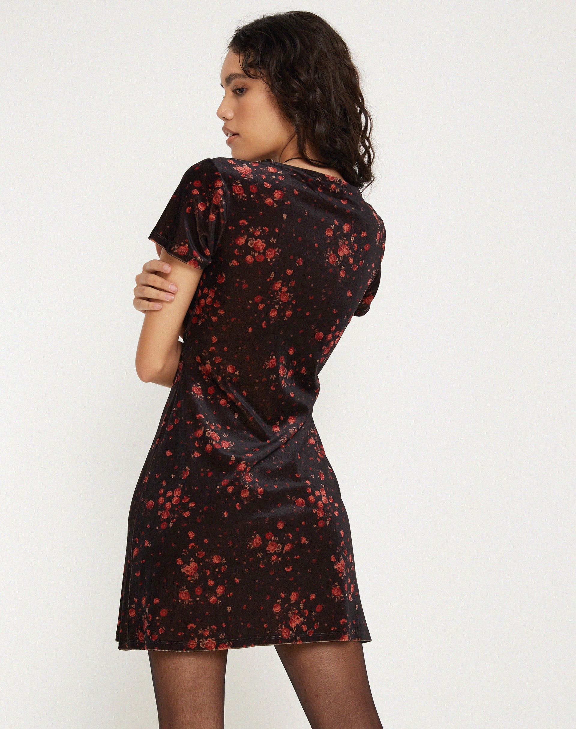 Imagen de Vania Mini Dress in Rose Cluster Velvet
