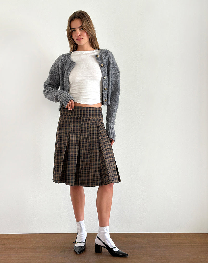 Imagen de Vanka Falda midi a cuadros marrón oscuro