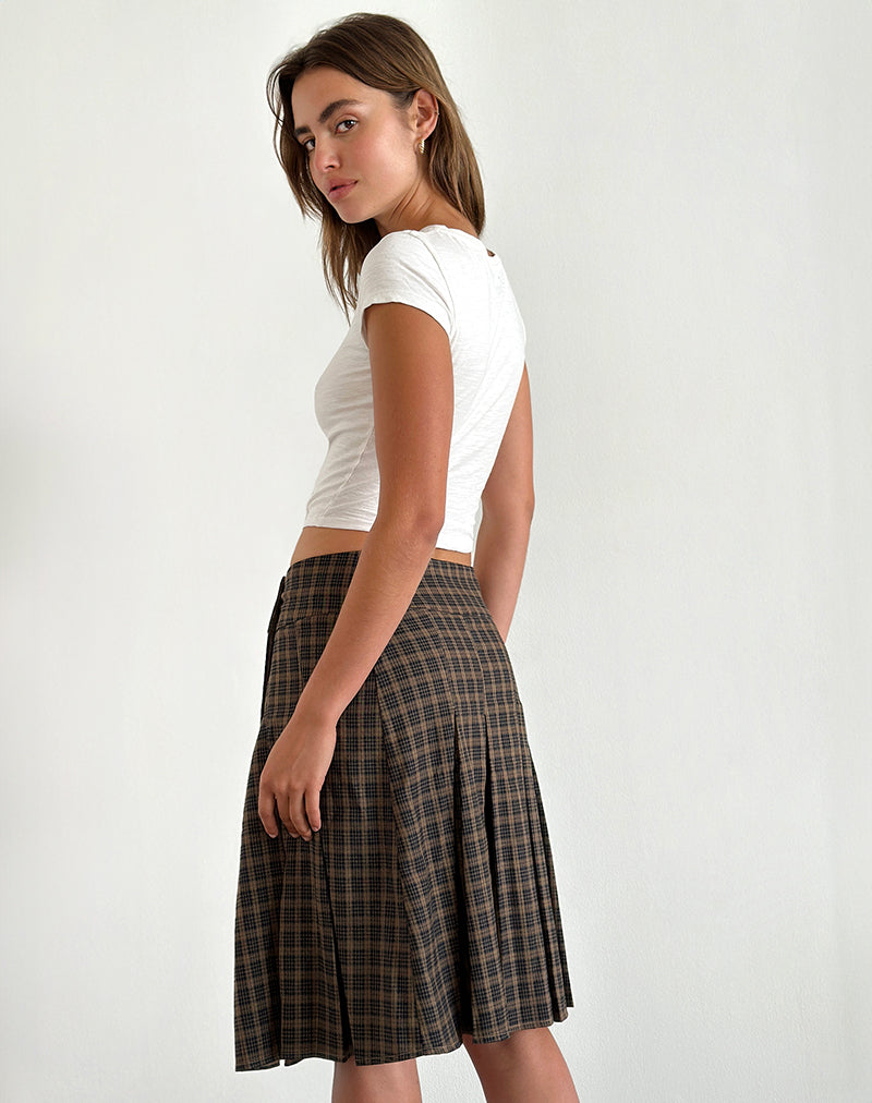 Imagen de Vanka Falda midi a cuadros marrón oscuro