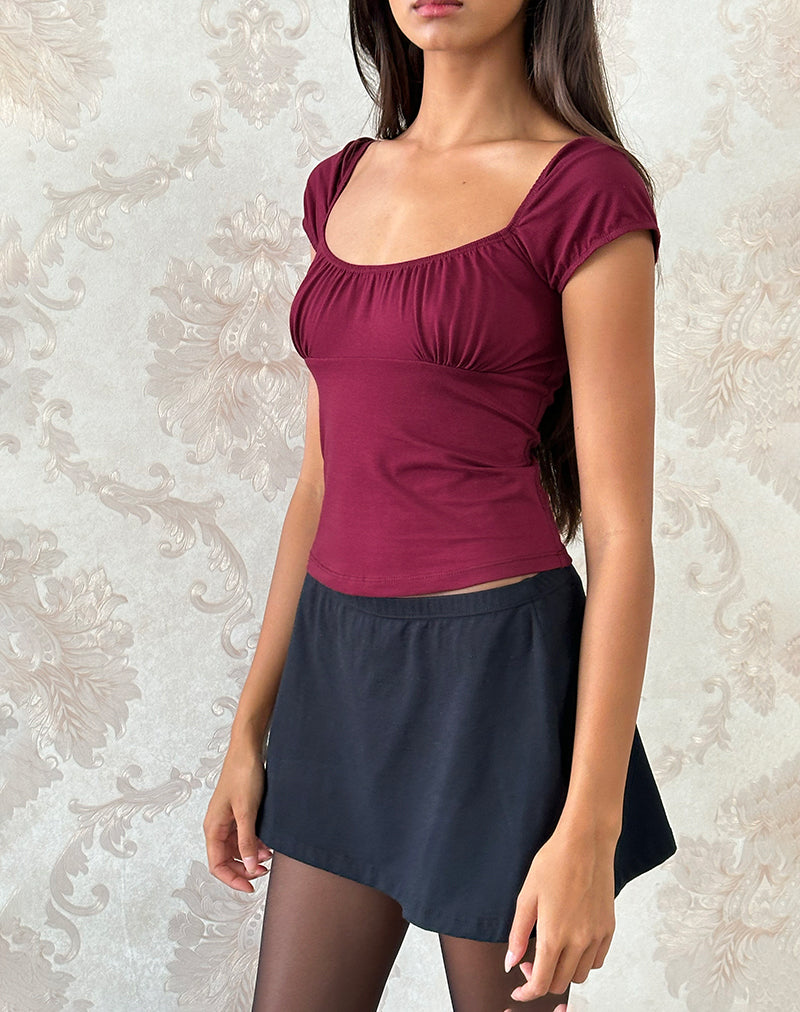 Top Vardah en jersey burdeos