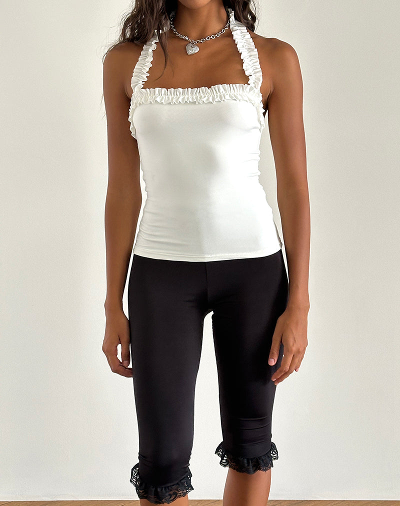Imagen de Veda Top acanalado de cuello redondo en Slinky White