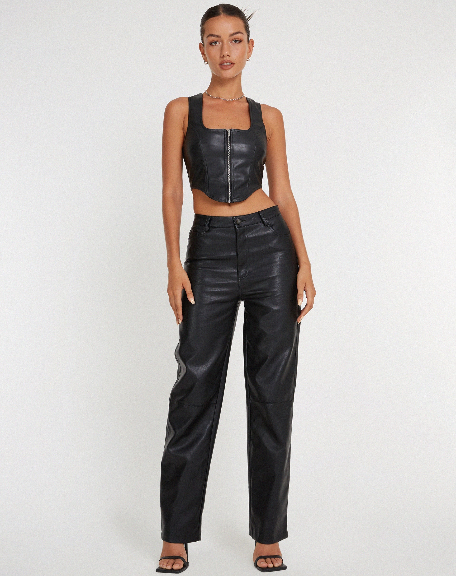 imagen de Velika Zip Up Corset en PU Negro