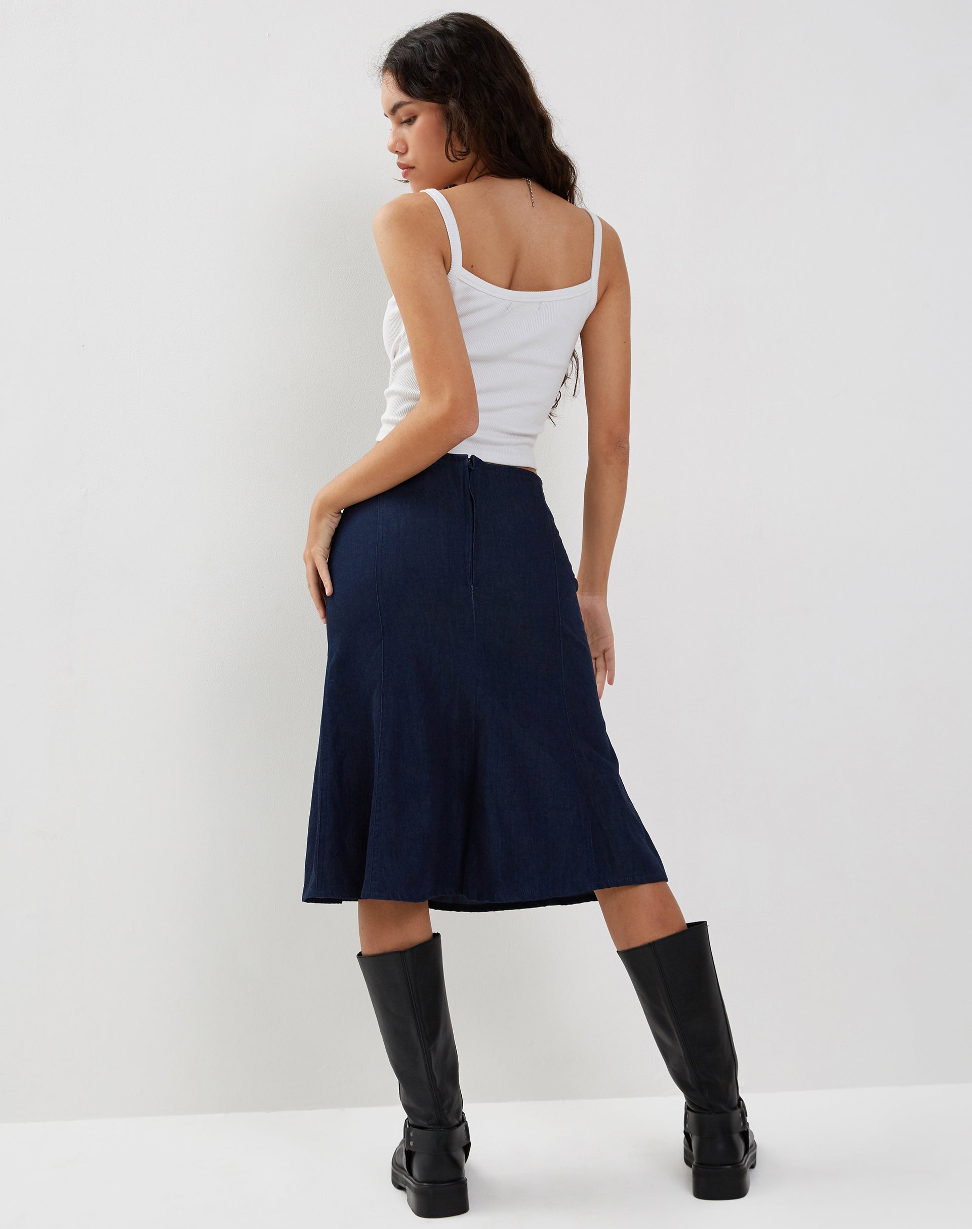 Imagen de Eames Falda Midi en Denim Azul Indigo