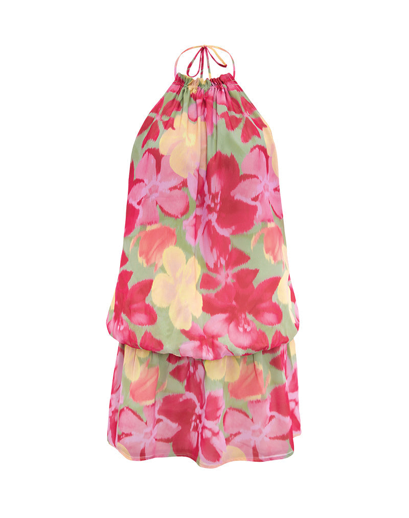 Imagen del minivestido Veloria en atrevido multicolor floral