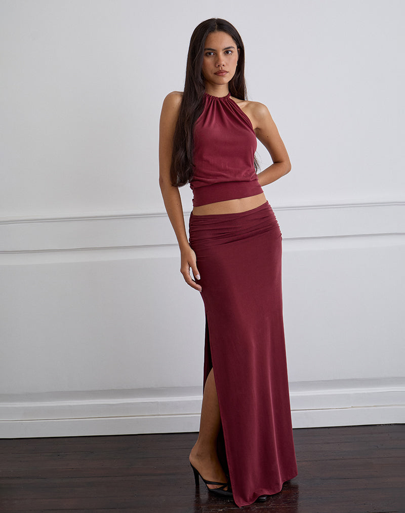 Venya Maxi Falda en Cupro Borgoña