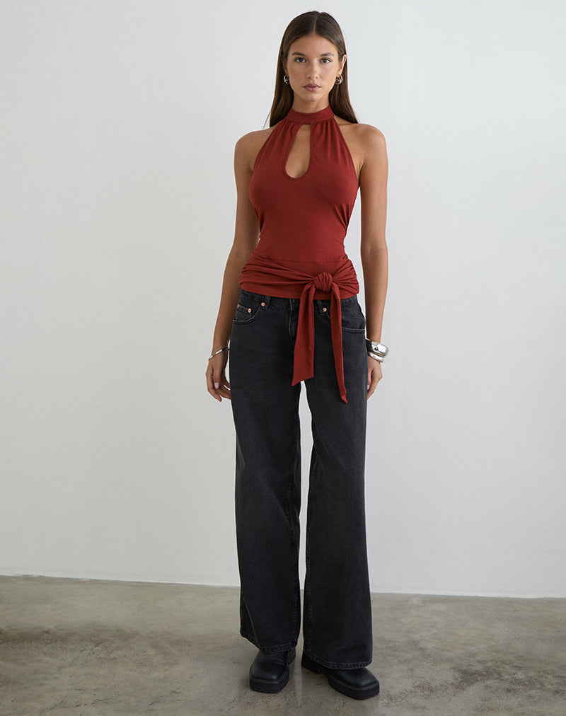 Imagen de la blusa Verbina Keyhole Top en jersey Fired Brick