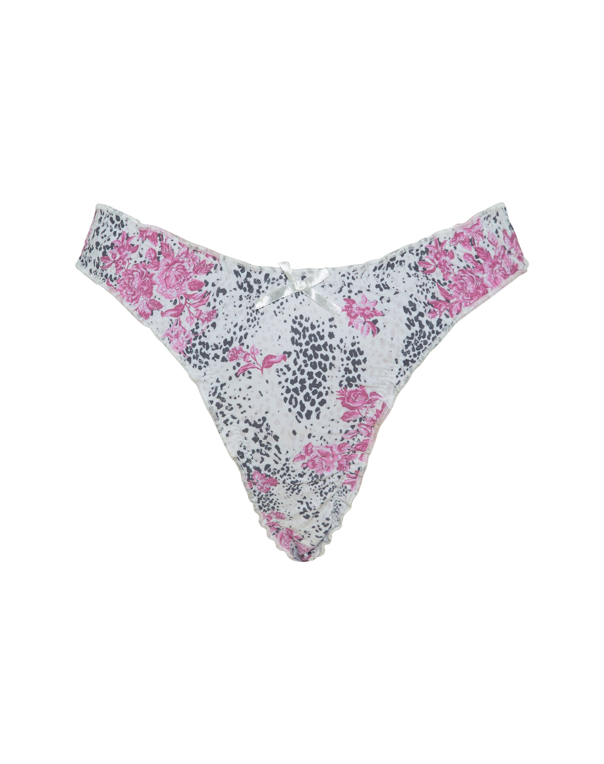 Imagen de la braguita de bikini Veroly en blanco estampado de flores de la jungla