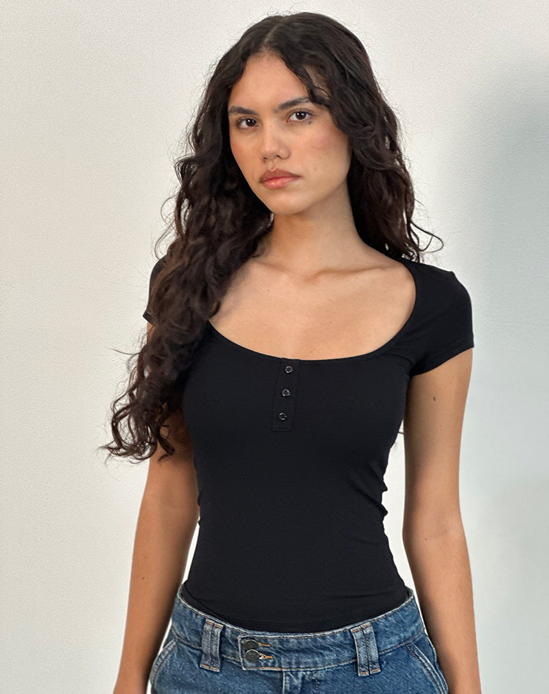 Vibian Top de manga corta en negro