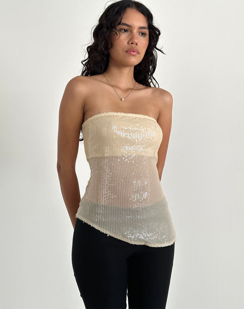 Imagen de Viksuni Bandeau Top en Nude Transparente Tintado Disco