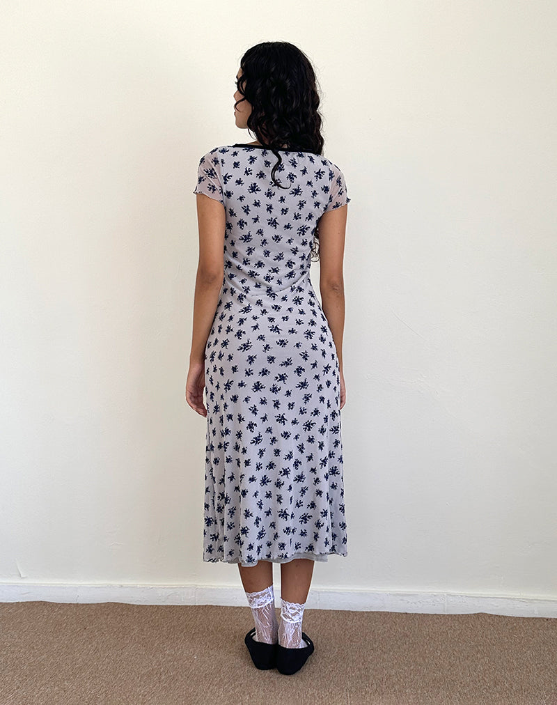 Imagen del vestido Vilinia en gris pálido Racimo de flores Flock