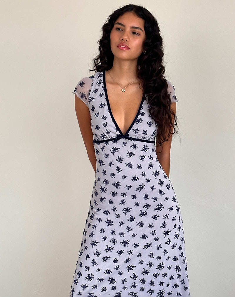 Imagen del vestido Vilinia en gris pálido Racimo de flores Flock