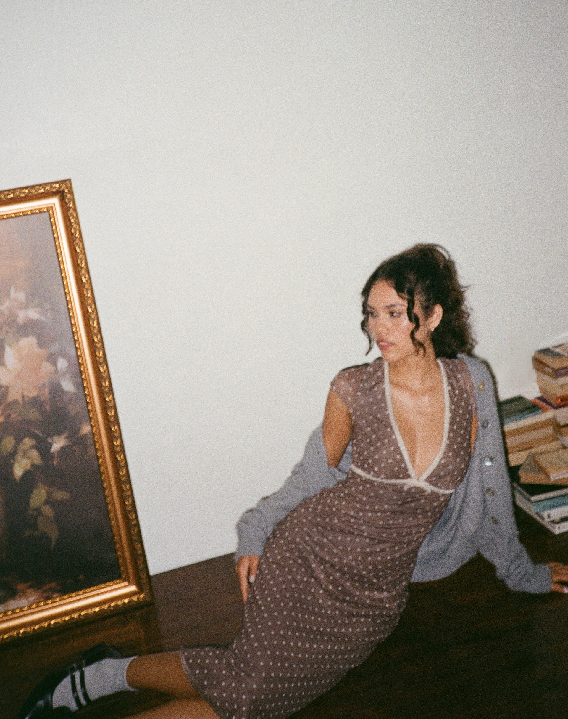 Imagen del vestido Vilinia Midi en Basic Polka Marrón
