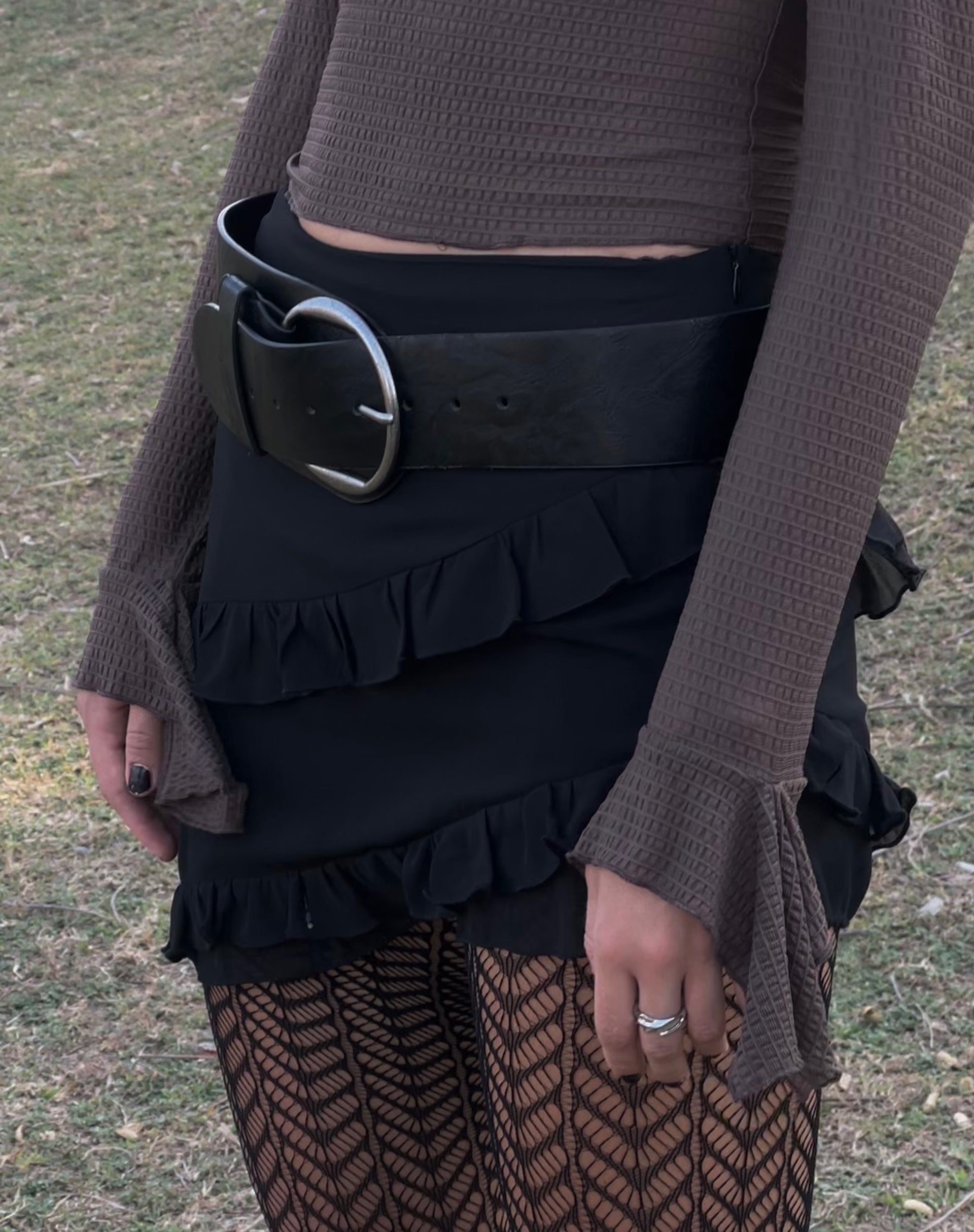 Imagen de Malinna Minifalda con volantes en gasa negra