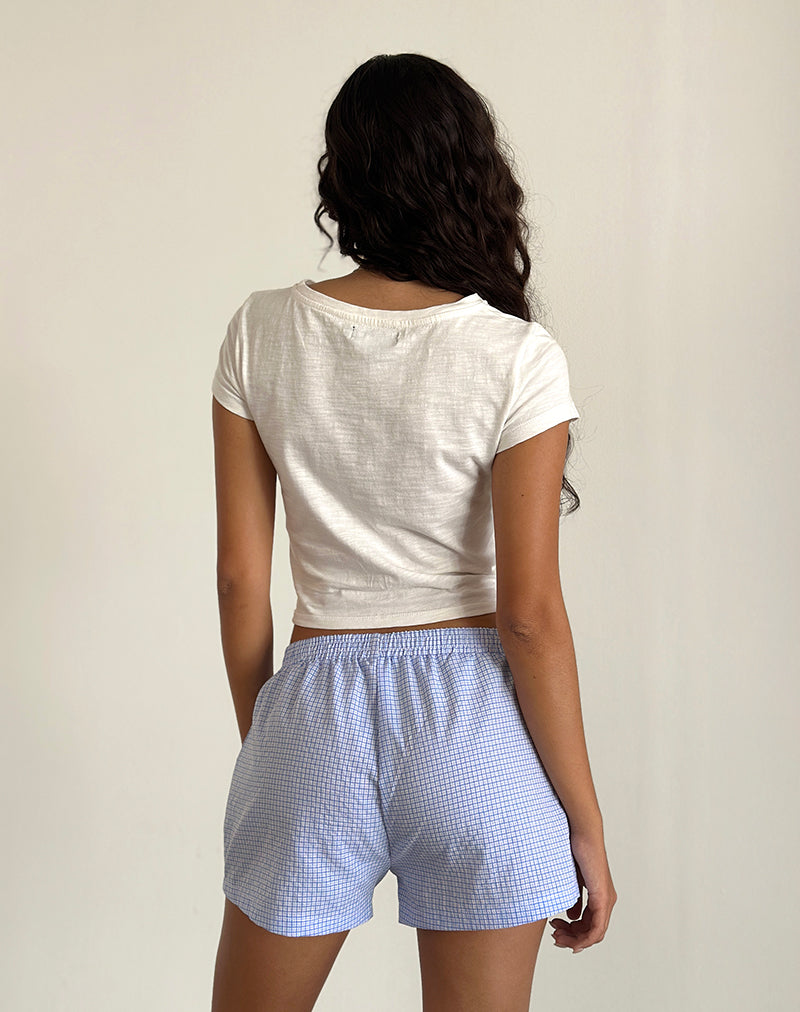Imagen de Voir Pantalones cortos en popelín guinga azul y blanco