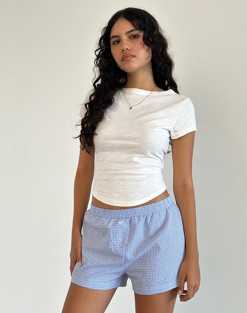 Voir Short en popelín guinga azul y blanco