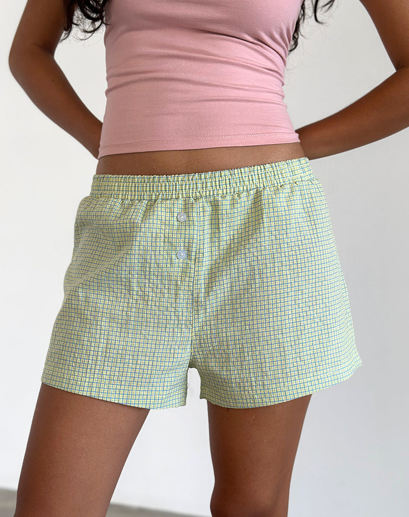 Voir Short en popelín guinga amarillo y azul
