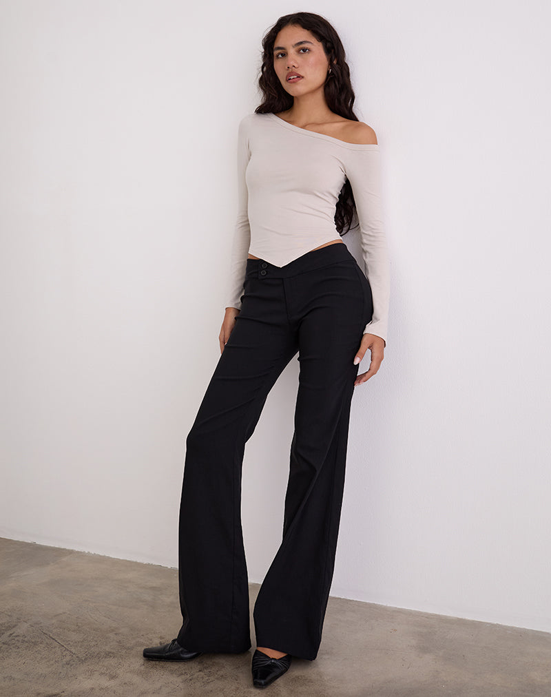 Imagen de Wakana Top asimétrico de manga larga en crema cannoli