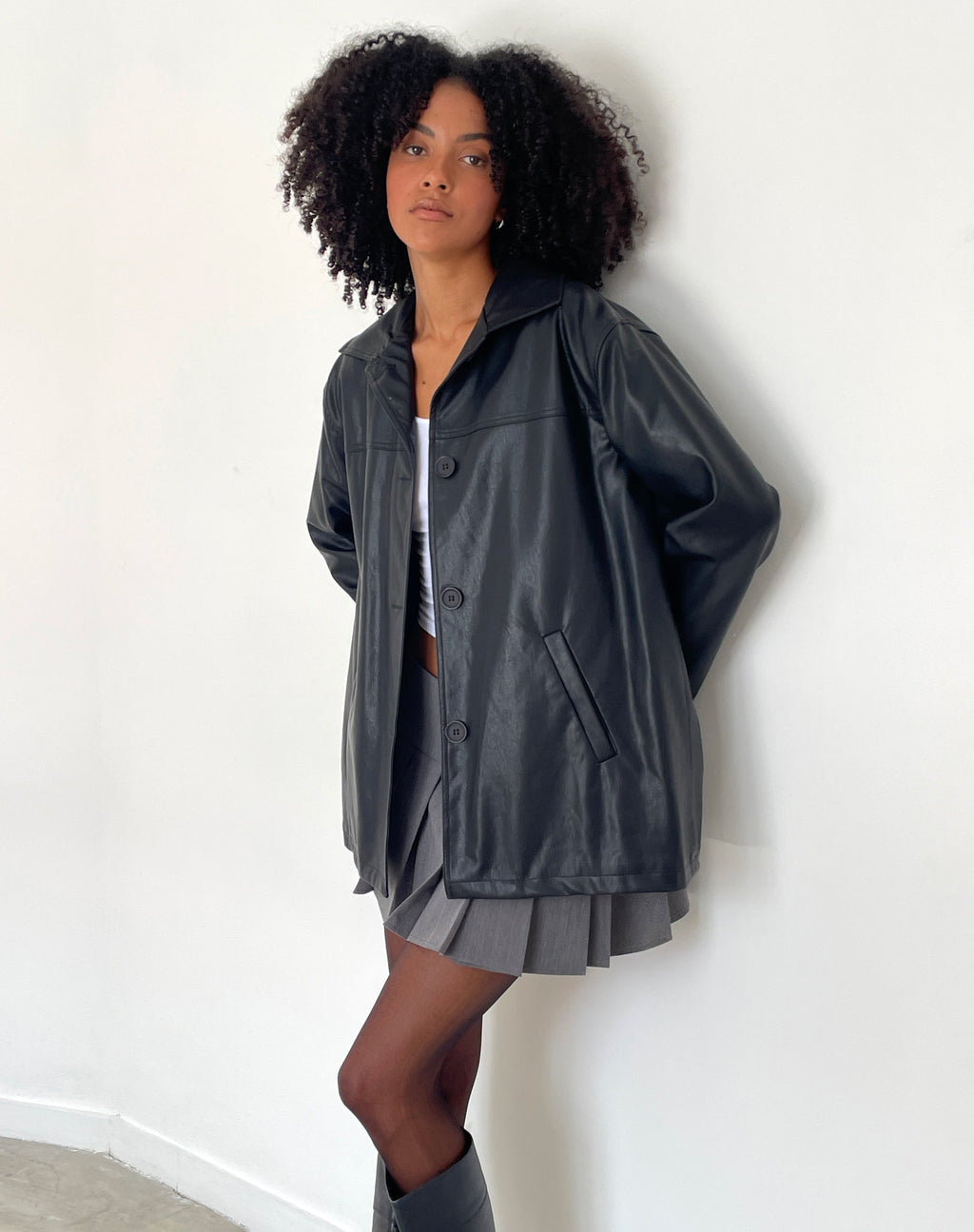 Chaqueta Walta en PU Negro