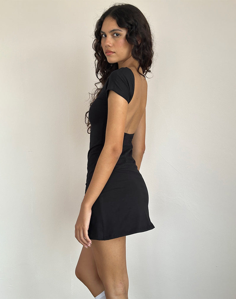 Wangi Mini Vestido sin Espalda en Lycra Negro