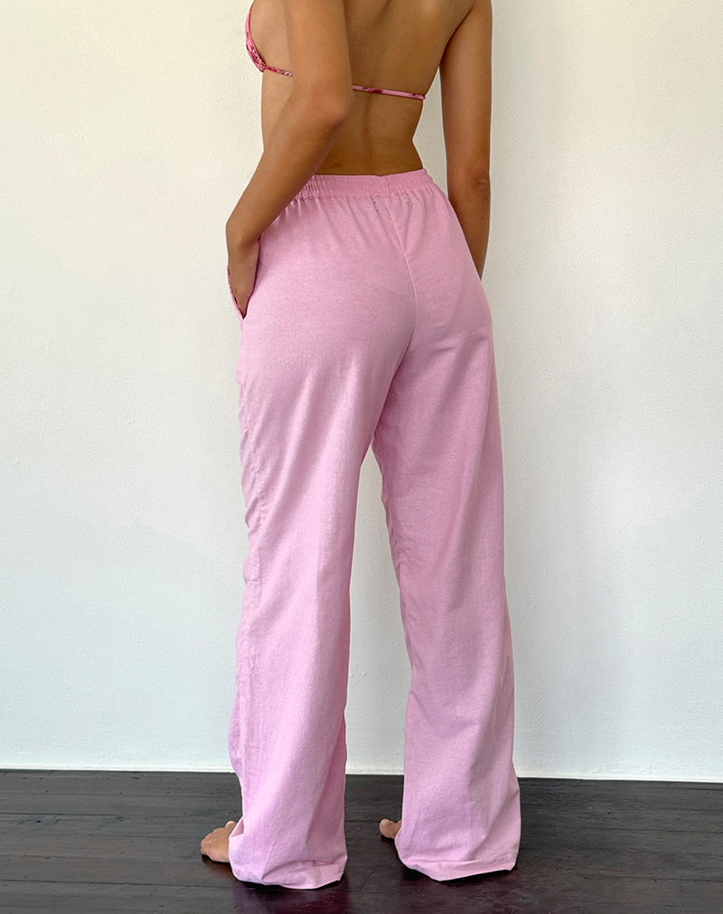 Imagen de Wasic Pantalones anchos de lino en rosa flamingo