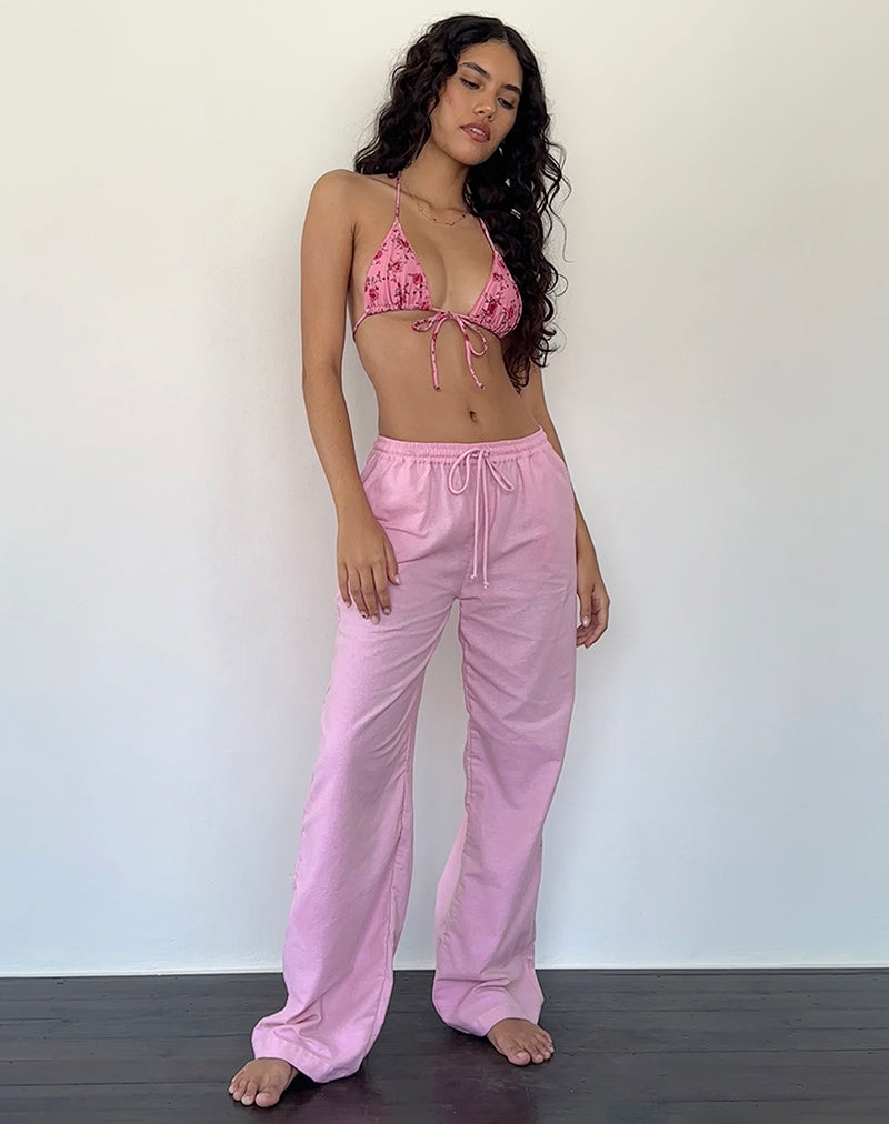 Imagen de Wasic Pantalones anchos de lino en rosa flamingo