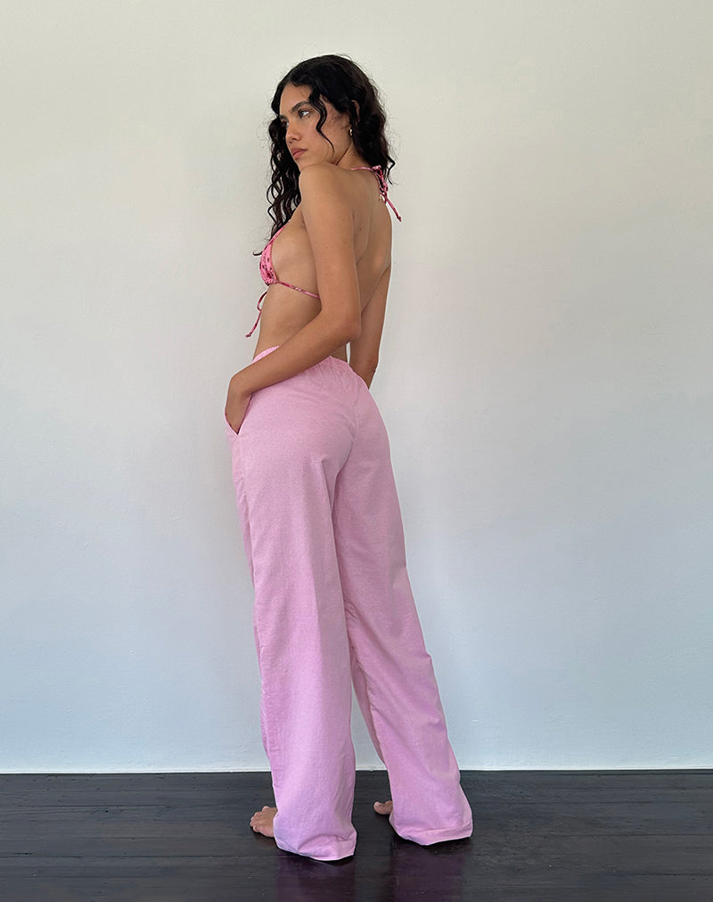 Imagen de Wasic Pantalones anchos de lino en rosa flamingo