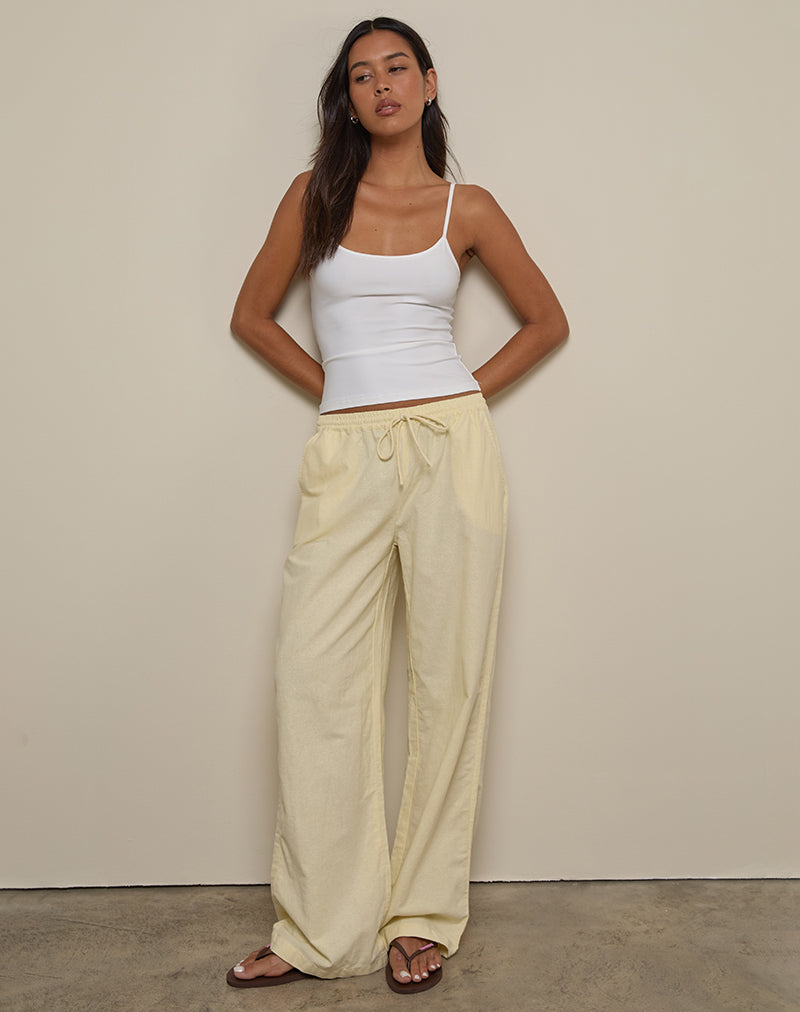Imagen de Wasic Pantalones anchos de lino en color limón