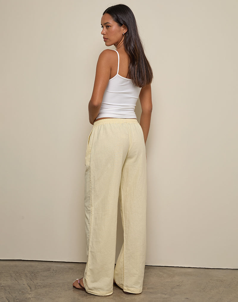 Imagen de Wasic Pantalones anchos de lino en color limón