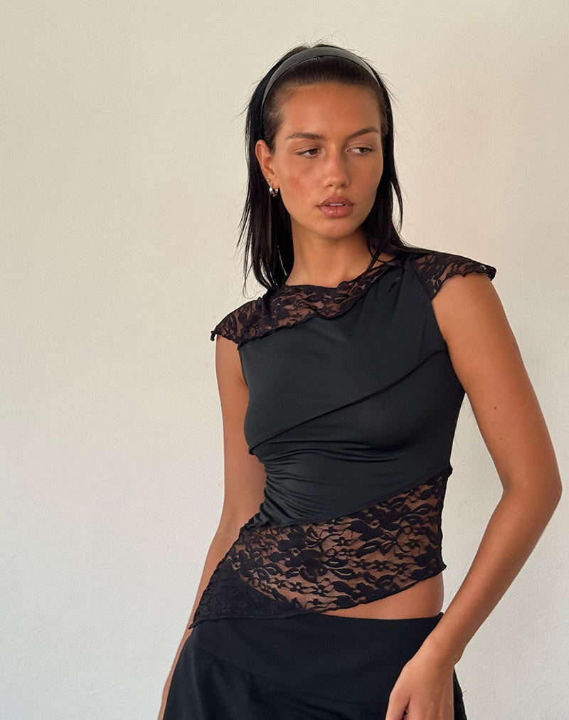 Top de encaje Weasly en negro fino