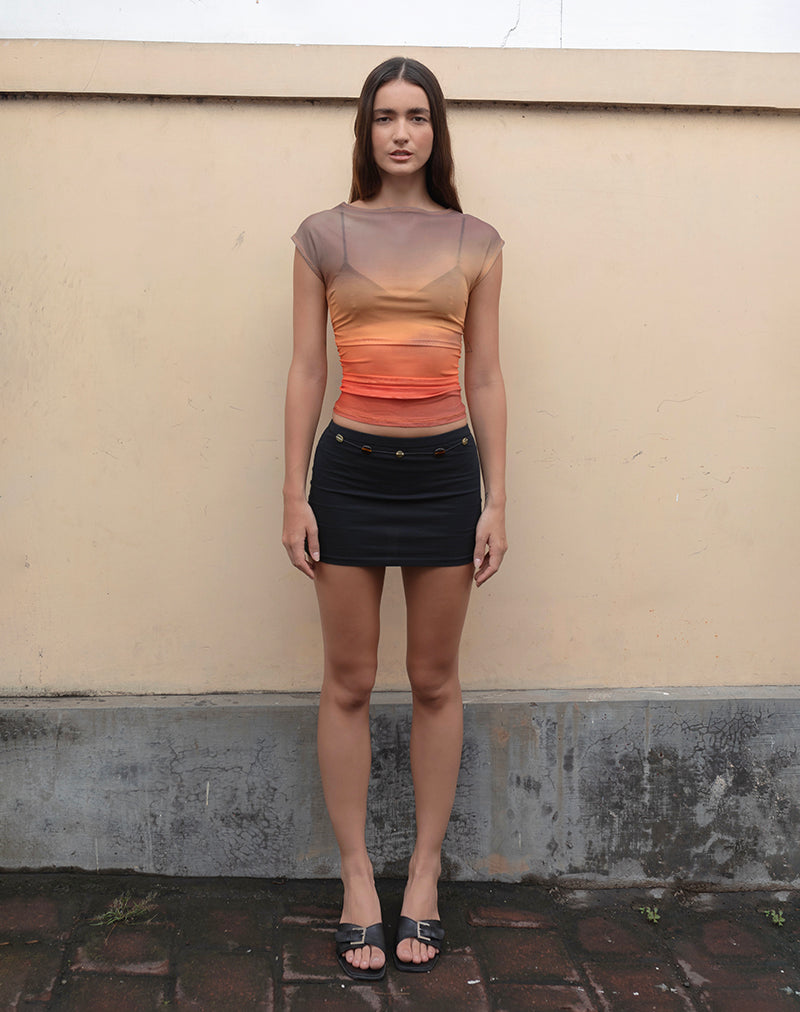 imagen de Bastille Top en Malla Estampada Naranja Atardecer