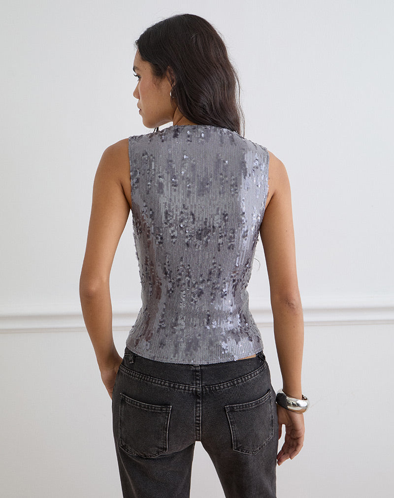 Image of Wespiser Top in Sequin Lilac Grey