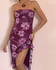 Imagen de Weti Mini Vestido Bandeau con Dobladillo en Cascada en Acuarela Floral Berry