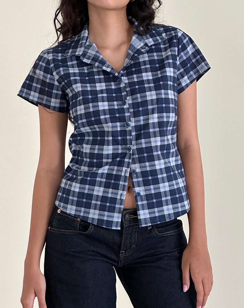 Camisa Wilman de tartán azul oscuro