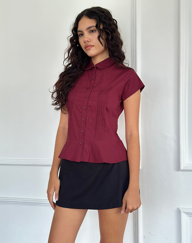 Blusa Wilmot de popelina burdeos