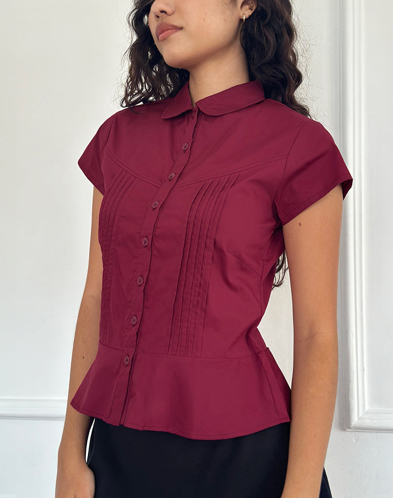 Blusa Wilmot de popelina burdeos