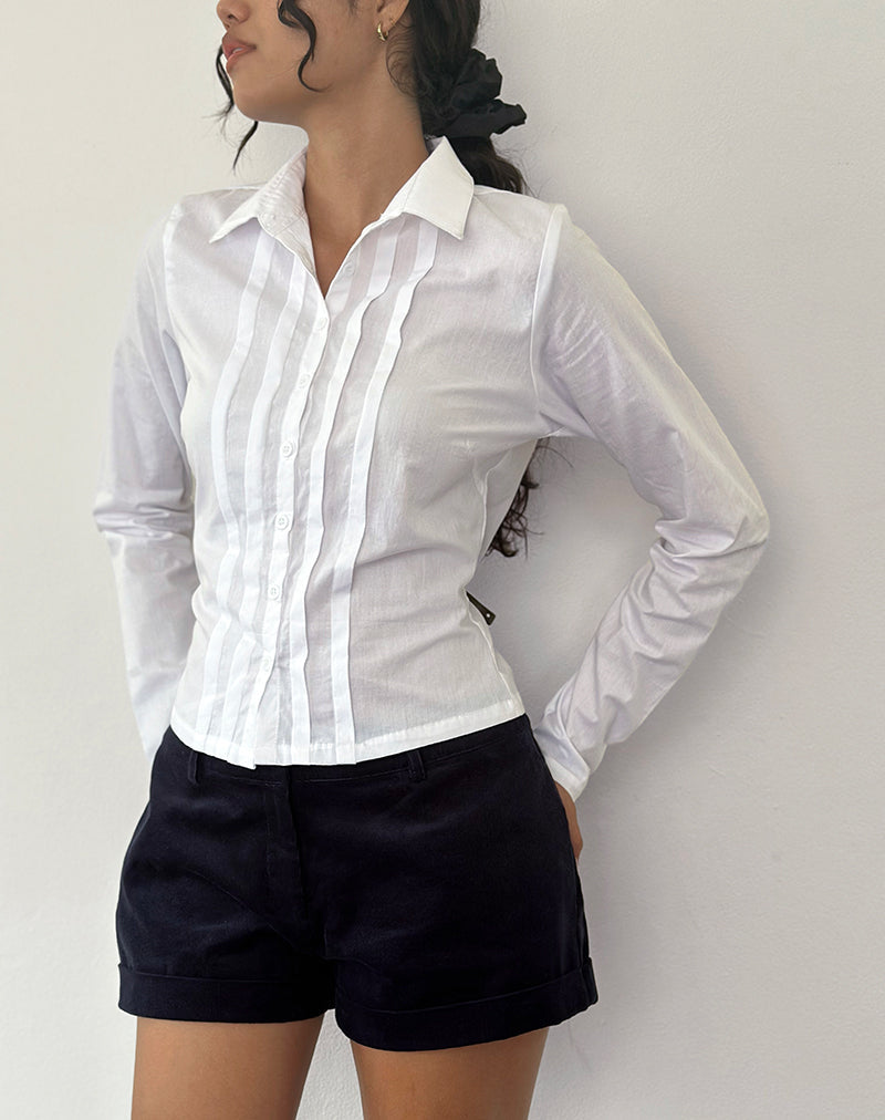 Winda Camisa de Manga Larga en Popelín Blanco