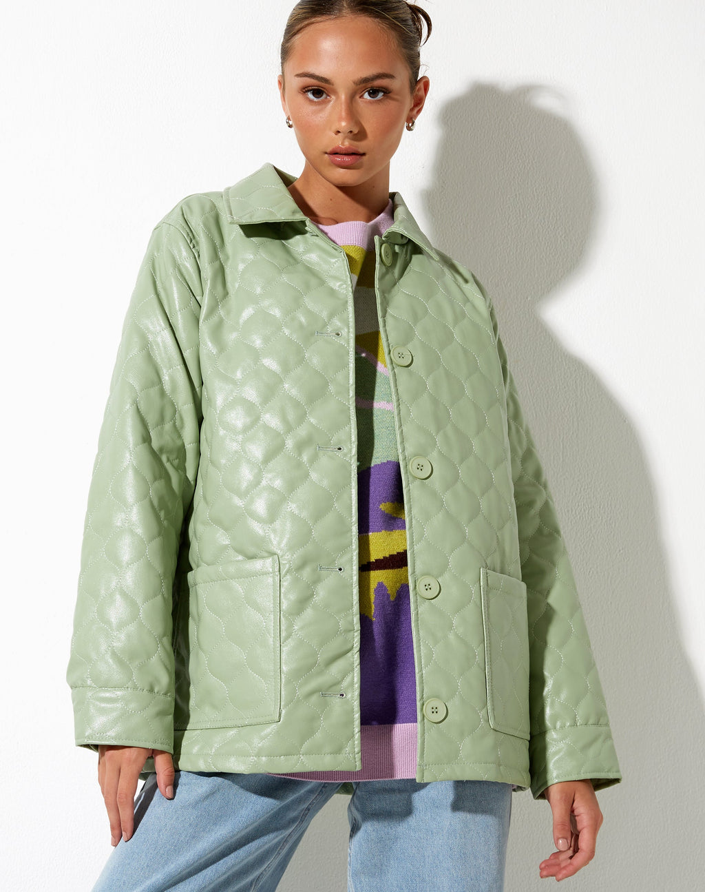 Chaqueta Winka de PU acolchado Menta Pastel