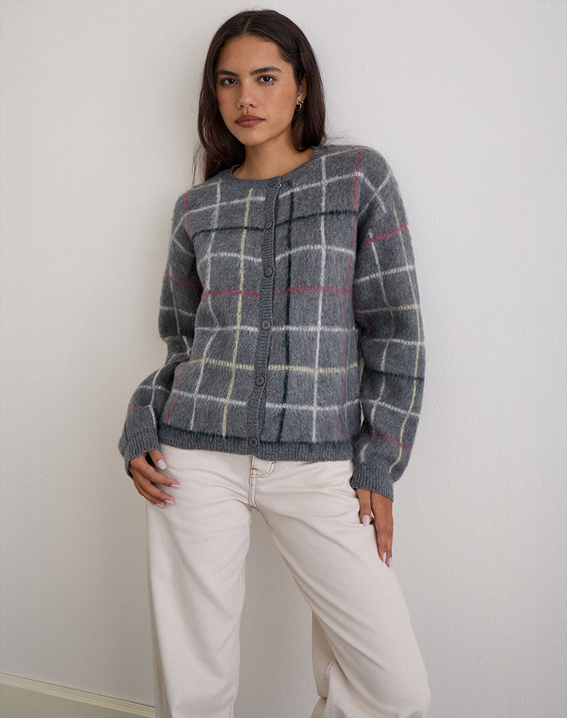 Cárdigan Wisola de punto Country Check Gris