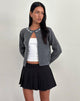 Imagen de Wunara Cardi en gris con lazos marfil