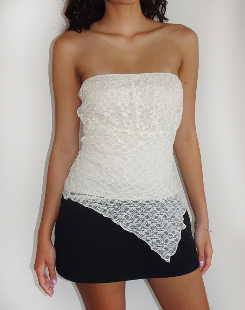 Imagen de Wuni Longline Bandeau Top in Lace Ivory