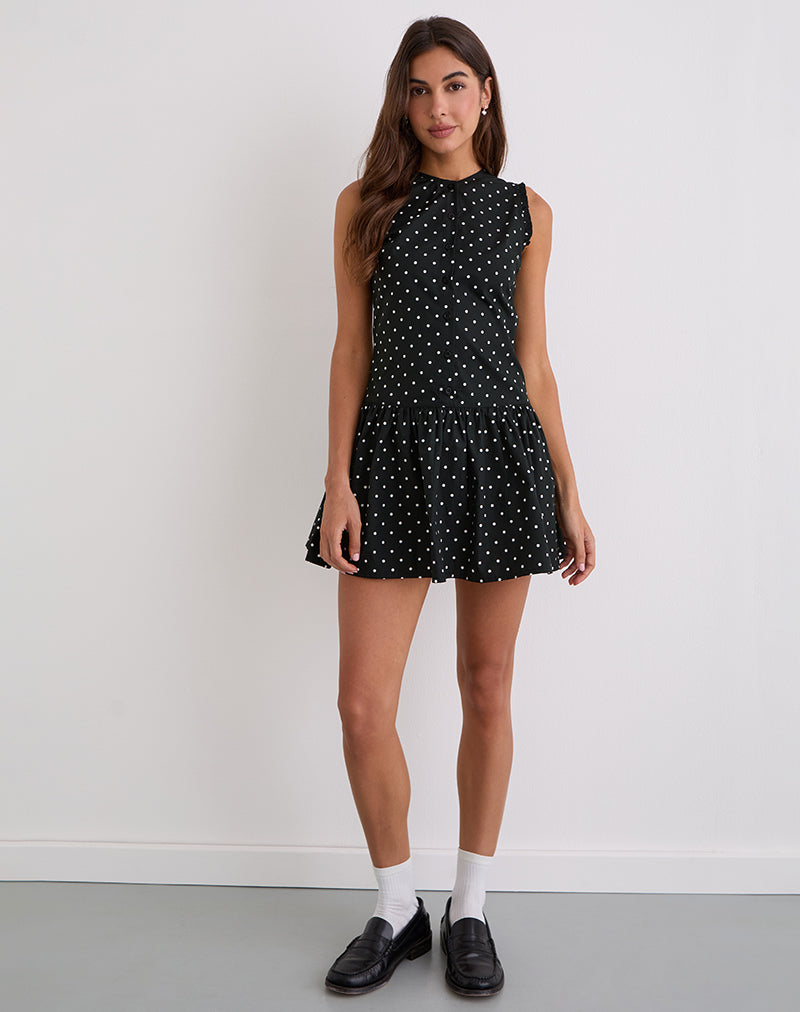 Mini Vestido Yadara en Polka Negro
