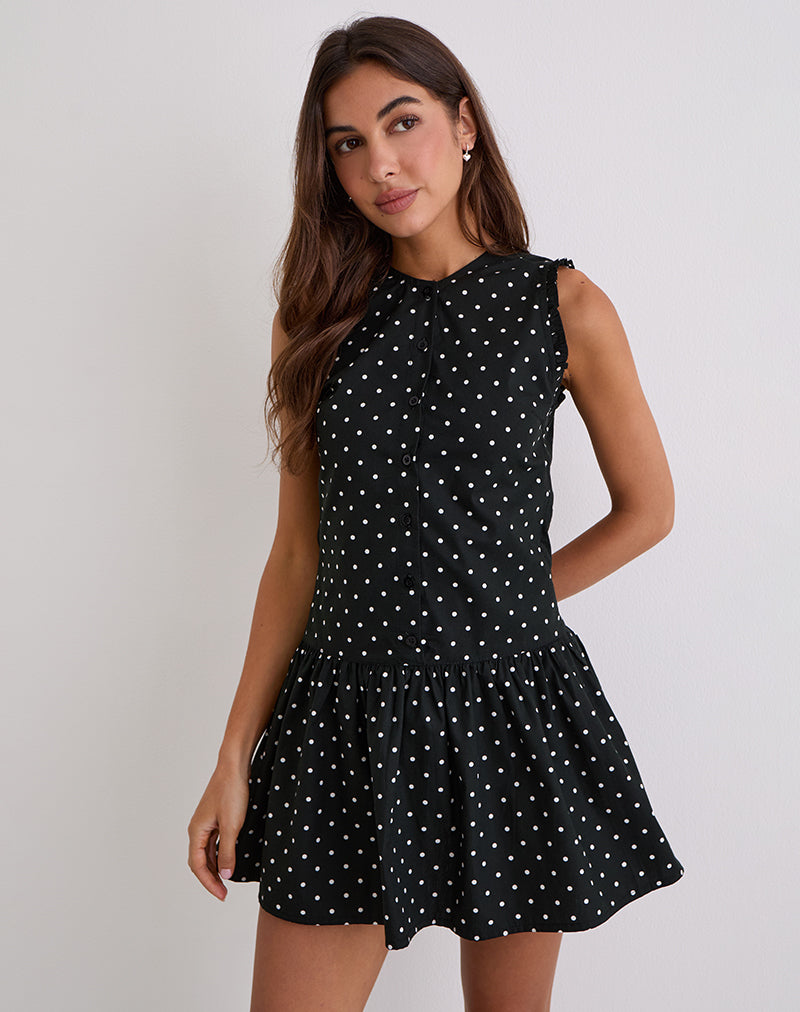 Mini Vestido Yadara en Polka Negro