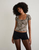 Imagen de la blusa Yakova en tejido floral verde