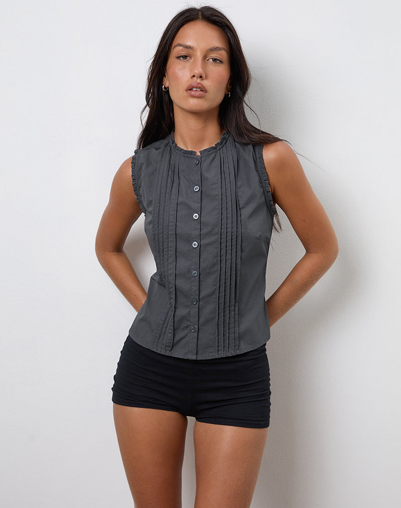 Imagen de la blusa Yara de popelina gris marengo
