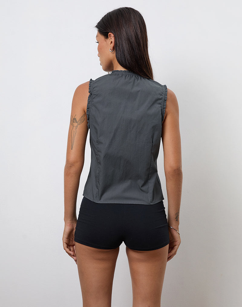 Imagen de la blusa Yara de popelina gris marengo