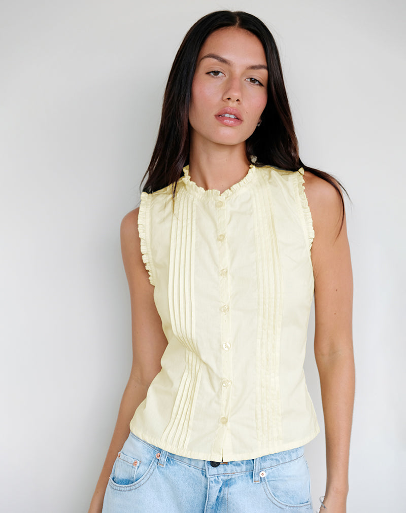 Blusa Yara en popelín limón