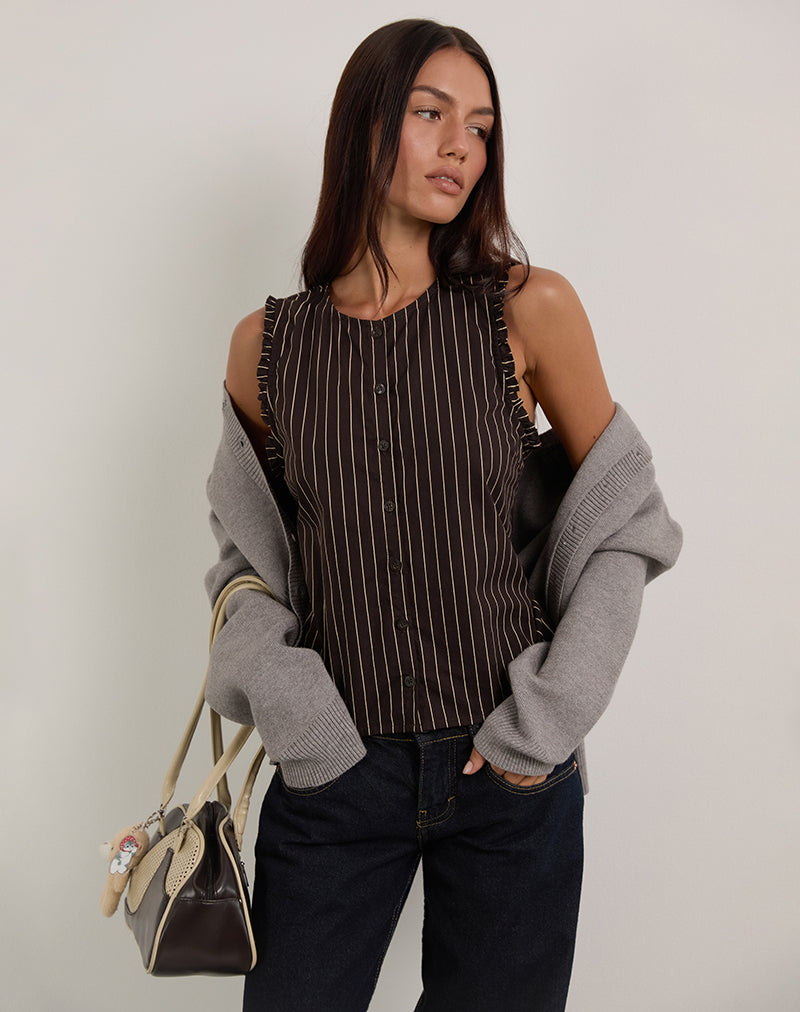 Imagen de Yarala Blusa en Mono Rayas Chocolate