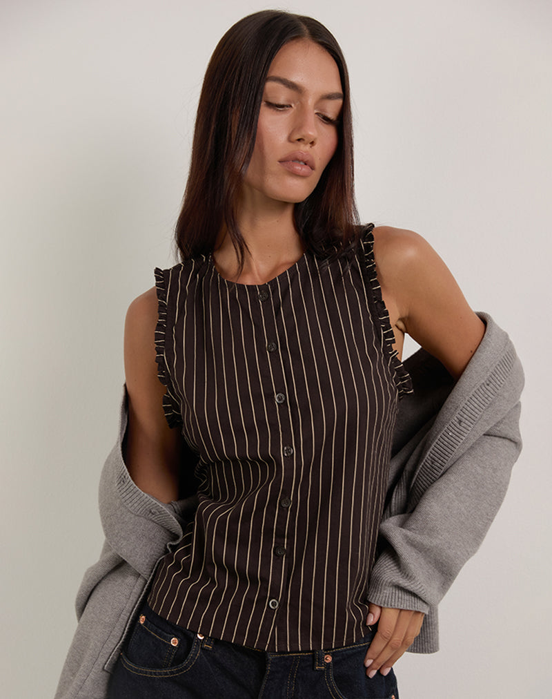 Imagen de Yarala Blusa en Mono Rayas Chocolate